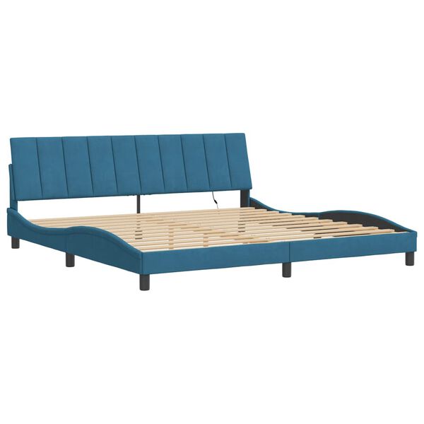 vidaXL Bettgestell mit LED ohne Matratze "Hanko" Blau 200x200 cm Samt