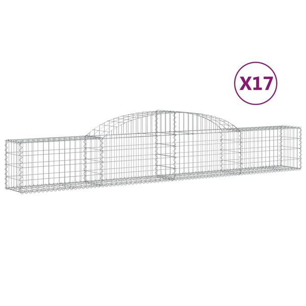 vidaXL Gabionen mit Hochbogen 17 Stk. 300x30x40/60 cm Verzinktes Eisen
