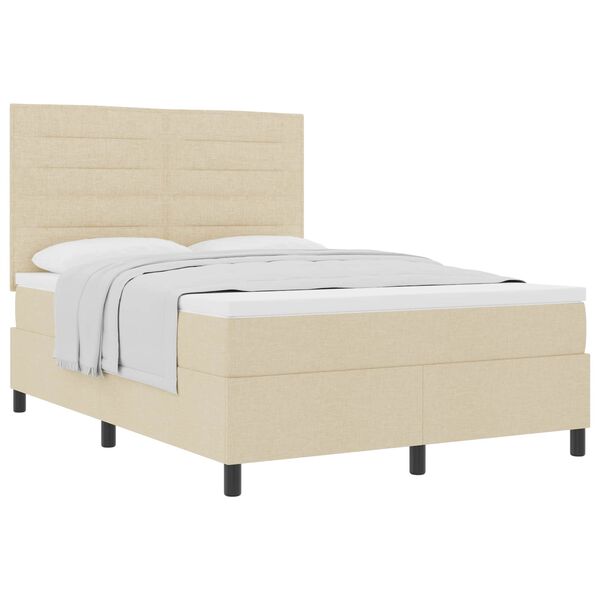 vidaXL Boxspringbett mit Matratze Creme 160 x 200 cm Stoff