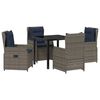 vidaXL Garten Essgruppe 5 stk. Grau Poly Rattan