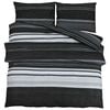 vidaXL Bettw&auml;sche-Set Schwarz Gestreift 140x200 cm Baumwolle