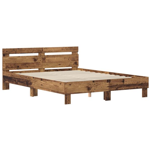 vidaXL Bettrahmen mit Kopfteil Altholz 120 x 200 cm Holzwerkstoff