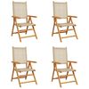 vidaXL Klappstuhl Verstellbar 4 Stk. Beige Poly Rattan Massivholz