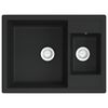 vidaXL Küchenspüle mit Überlauf Doppelbecken Schwarz Granit