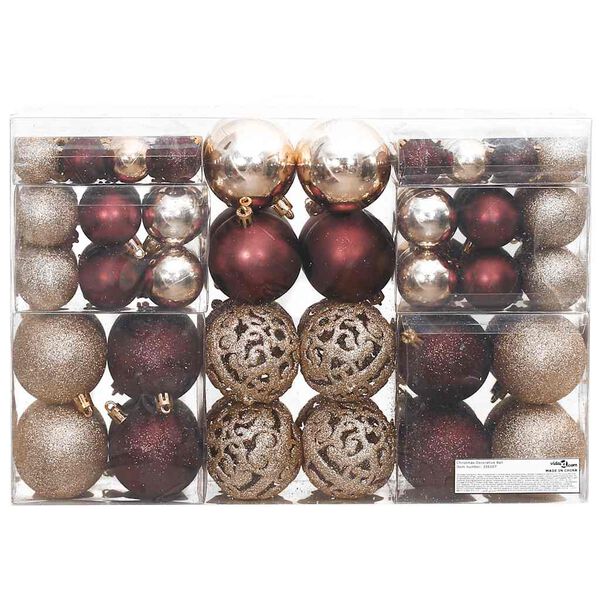 vidaXL Weihnachtskugeln 100 Stk. Champagner und Braun 3 / 4 / 6 cm