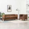 vidaXL Chesterfield Sofa-Set 2-tlg. Stoffpolsterung Braun Wildlederoptik