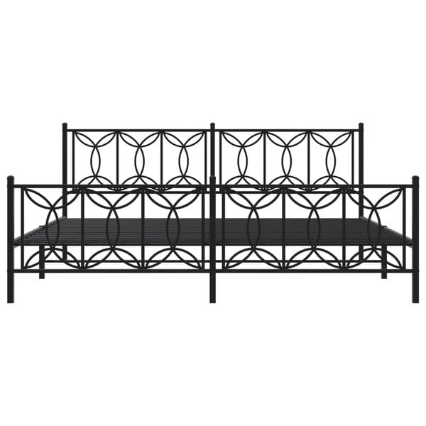 vidaXL Bettgestell mit Kopf- und Fu&szlig;teil Metall Schwarz 193x203 cm