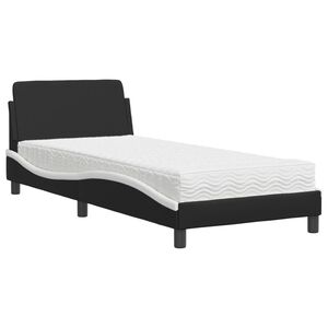 vidaXL Bett mit Matratze "Dover" Schwarz und Wei&szlig; 90x200 cm Kunstleder