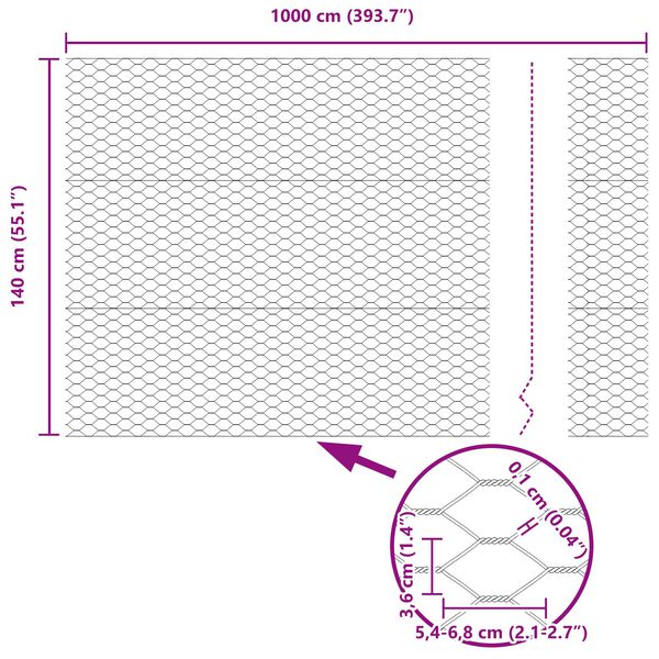 vidaXL Hexagonzaun Gr&uuml;n 1,4 x 10 m PVC