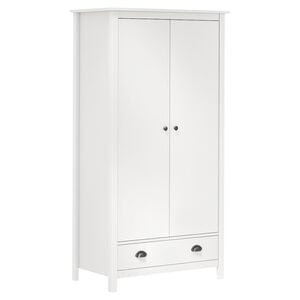 vidaXL Kleiderschrank mit 2 T&uuml;ren Hill Wei&szlig; 89x50x170 cm Kiefernholz