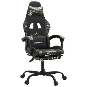 vidaXL Gaming-Stuhl mit Fu&szlig;st&uuml;tze Schwarz und Tarnfarben Kunstleder