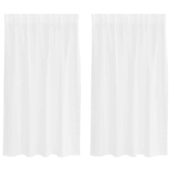 vidaXL Voile-Vorhang mit Vorh&auml;ngen 2 pcs Wei&szlig; 140 x 140 cm Polyester