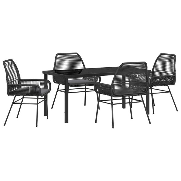 vidaXL Garten Essgruppe mit Kissen 5 pcs Schwarz Poly-Rattan