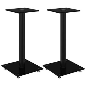 vidaXL Lautsprecher-St&auml;nder 2 Stk. Schwarz Hartglas 1 S&auml;ule