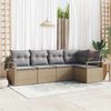 vidaXL Sofa Set mit Kissen 5 pcs Beige und Hellgrau Poly-Rattan