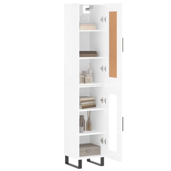 vidaXL Highboard Hochglanz-Wei&szlig; 34,5x34x180 cm Holzwerkstoff