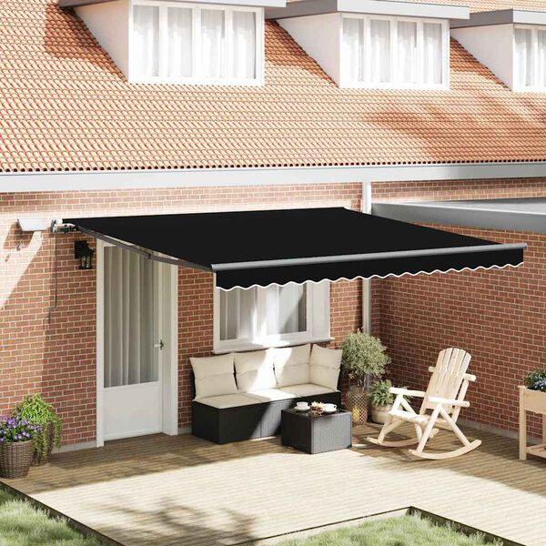 vidaXL Einziehbare Markise Schwarz 400 x 350 cm Stoff