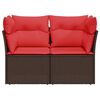 vidaXL Gartensofa mit Kissen 2-Sitzer Braun Poly Rattan