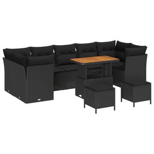 vidaXL Gartensofa-set 10 stk. 7-Sitzanzahl Schwarz Poly-Rattan
