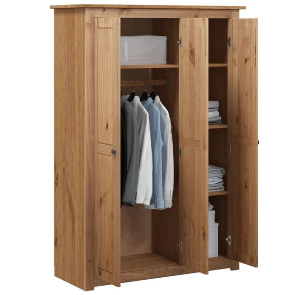 vidaXL Kleiderschrank 3-Türig 118×50×171,5 cm Kiefer Panama Serie