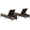 vidaXL 3-tlg. Sonnenliegen-Set mit Auflage Braun Poly Rattan