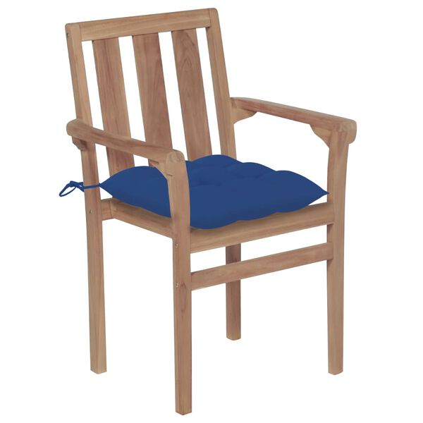 vidaXL Stapelbare Gartenst&uuml;hle mit Kissen 6 Stk. Massivholz Teak