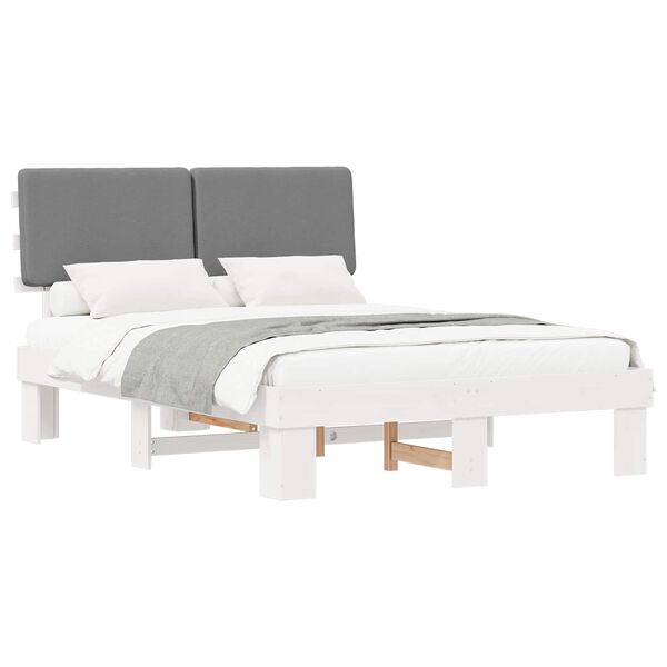 vidaXL Bettgestell mit gepolstertem Kopfteil Hellgrau 140 x 190 cm