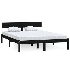 vidaXL Massivholzbett Schwarz 120x190 cm