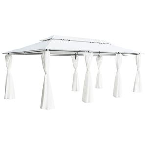 vidaXL Pavillon mit Vorh&auml;ngen 600x298x270 cm Wei&szlig; 180g/m&sup2;