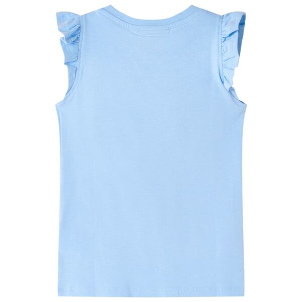 Kinder-T-Shirt mit R&uuml;schen&auml;rmeln Hellblau 116