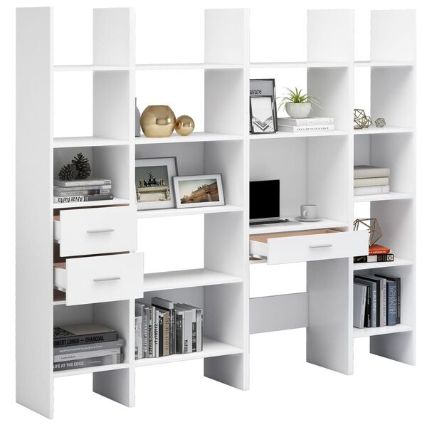 vidaXL 4-tlg. B&uuml;cherregal-Set Wei&szlig; Holzwerkstoff