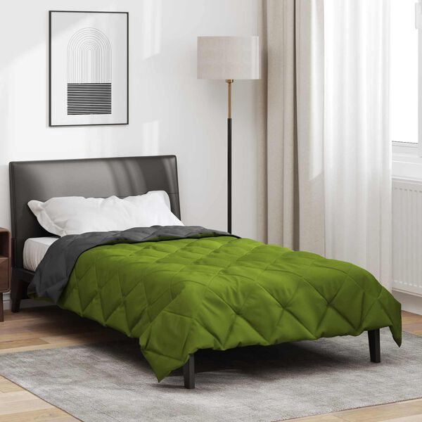 vidaXL Sommerdecke Gr&uuml;n und Anthrazit 220 x 140 cm Mikrofaser