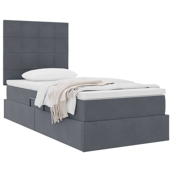 vidaXL Aufbewahrungsbett mit Matratze Dunkelgrau 100 x 200 cm Samt