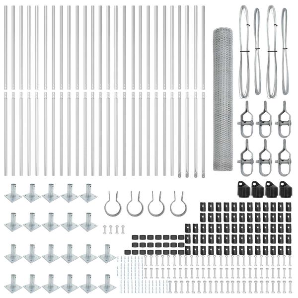 vidaXL Zaunpfosten Silber 50 x 1,2 m (13 mm Gitter) Stahl