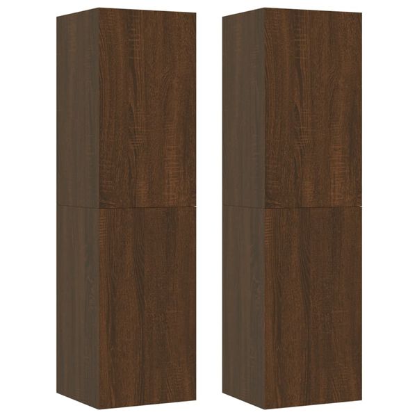 vidaXL TV-Wandschr&auml;nke 2 Stk. Braun Eichen-Optik 30,5x30x110 cm