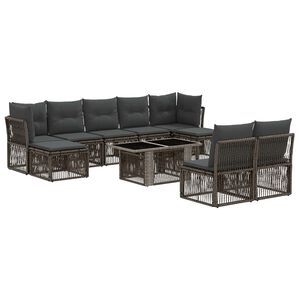 vidaXL Gartensofa-set 10 stk. Grau Poly-Rattan