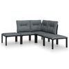 vidaXL 5-tlg. Garten-Lounge-Set Schwarz und Grau Poly Rattan