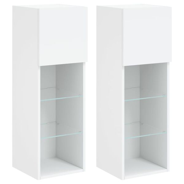 vidaXL TV-Schr&auml;nke mit LED-Leuchten 2 Stk. Wei&szlig; 30,5x30x90 cm