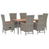 vidaXL 7-tlg. Garten-Essgruppe mit Kissen Grau Poly Rattan