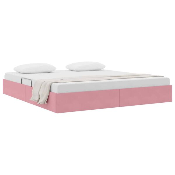 vidaXL Aufbewahrungsbett mit Matratze Rosa 160 x 200 cm Samt