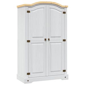 vidaXL Kleiderschrank Mexiko-Stil Kiefernholz 2 T&uuml;ren Wei&szlig;