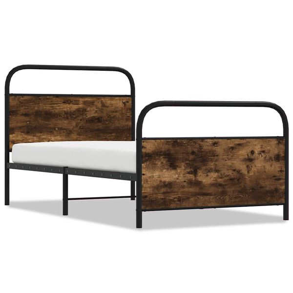 vidaXL Bettgestell ohne Matratze 90x190 cm R&auml;uchereiche Holzwerkstoff