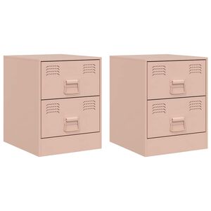 vidaXL Nachttische 2 Stk. Rosa 34,5x39x44 cm Stahl