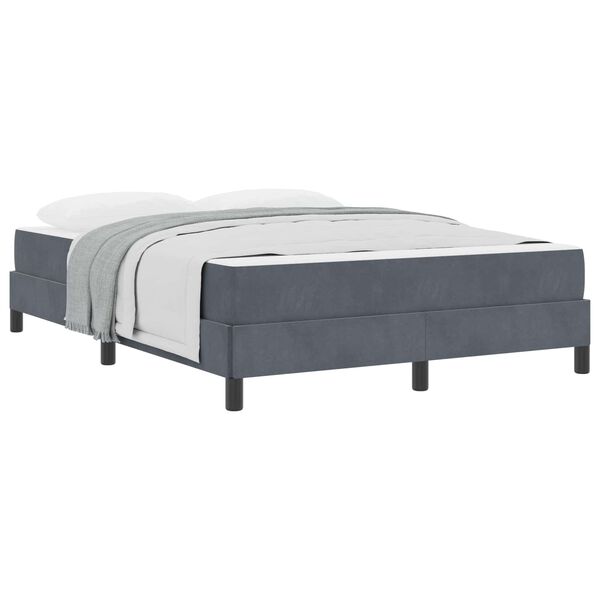 vidaXL Boxspringbett mit Matratze Dunkelgrau 160 x 200 cm Stoff