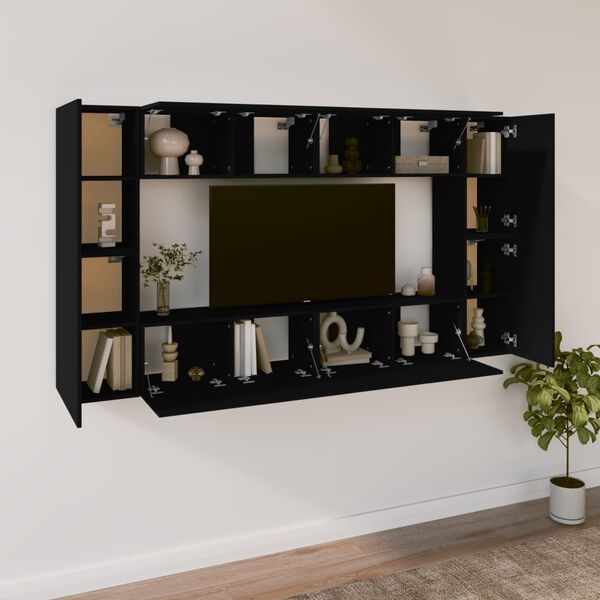 vidaXL 8-tlg. TV-Schrank-Set Schwarz Holzwerkstoff