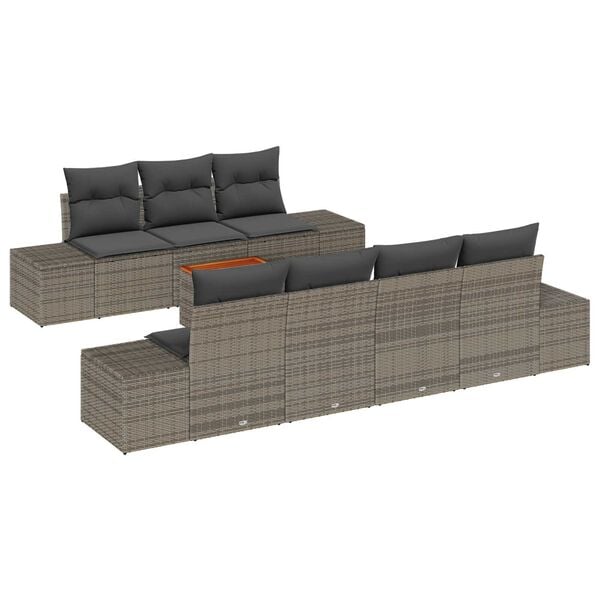vidaXL Gartensofa-set mit Kissen 8 pcs Grau Poly-Rattan