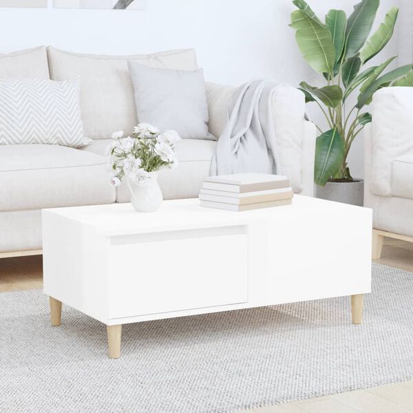 vidaXL Couchtisch Hochglanz-Wei&szlig; 90x50x36,5 cm Holzwerkstoff
