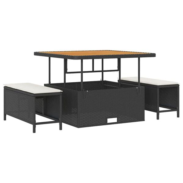 vidaXL Garten-Sofa-Set mit Speicher 9 pcs Schwarz Poly Rattan