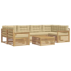 vidaXL Outdoor-Sofagarnitur 7 stk. Wei&szlig; und Beige Polyester