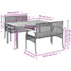 vidaXL 3-tlg. Garten-Essgruppe mit Kissen Grau Poly Rattan